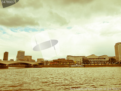 Image of Retro looking River Thames in London