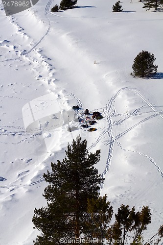 Image of campaign backpacks from the mountain in the winter