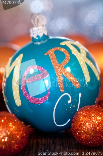 Image of festive glitter christmas decoration bauble seasonal