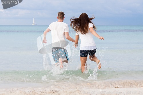 Image of young happy couple in summer holiday vacation summertime