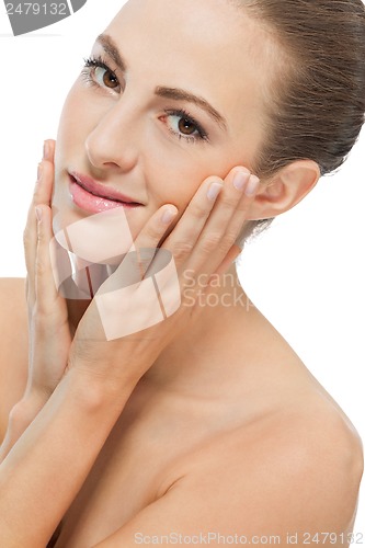 Image of beautiful young woman with perfect skin and soft makeup 