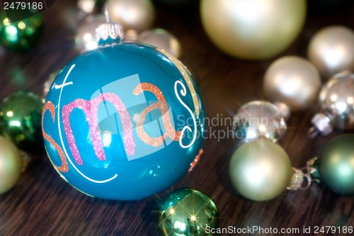 Image of festive glitter christmas decoration bauble seasonal