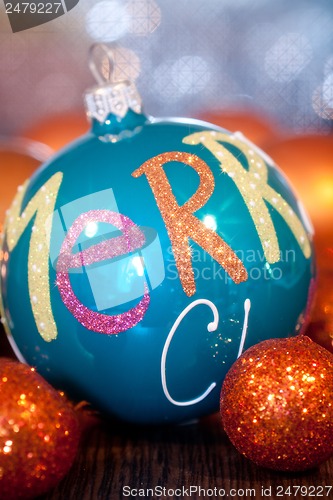 Image of festive glitter christmas decoration bauble seasonal