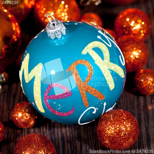 Image of festive glitter christmas decoration bauble seasonal