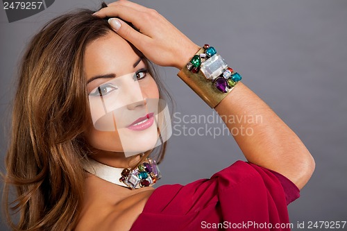 Image of attractive brunette woman with glamour jewellry