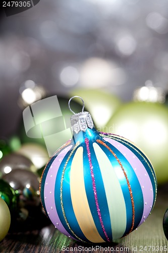 Image of festive glitter christmas decoration bauble seasonal