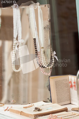 Image of beautiful romantic jewelry accessory decorative in shop window