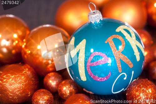 Image of festive glitter christmas decoration bauble seasonal