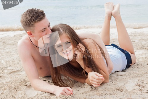 Image of young happy couple in summer holiday vacation summertime