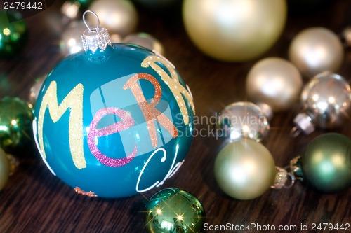 Image of festive glitter christmas decoration bauble seasonal