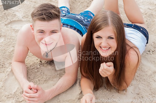 Image of young happy couple in summer holiday vacation summertime
