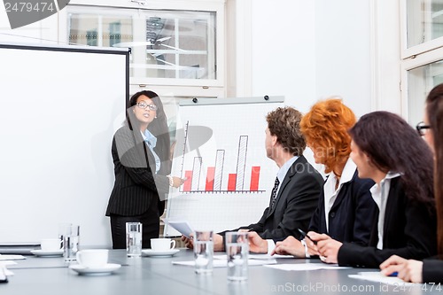 Image of business team on table in office conference