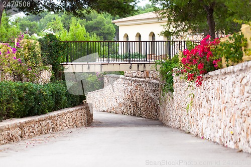 Image of meditteranean street and architectue road summer outdoor