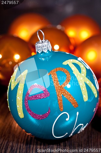 Image of festive glitter christmas decoration bauble seasonal