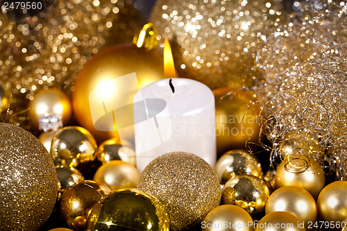 Image of festive glitter christmas decoration bauble seasonal