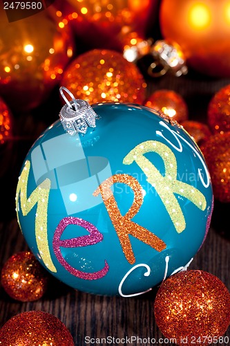 Image of festive glitter christmas decoration bauble seasonal
