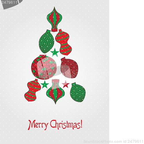 Image of Vector card with Christmas balls and toys on vintage background