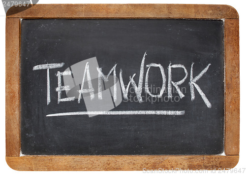 Image of teamwork word on blackboard