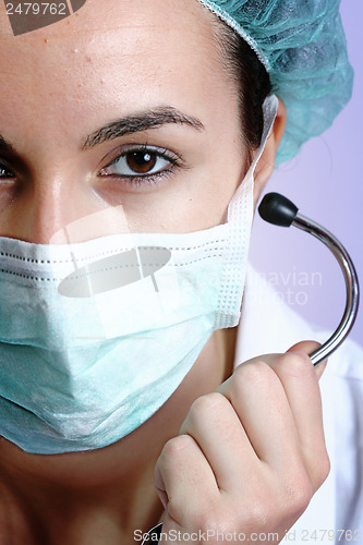 Image of Young doctor with stethoscope.