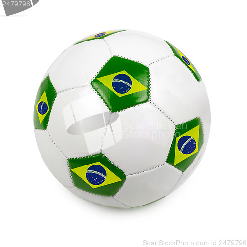 Image of Soccer ball with brazilian flag