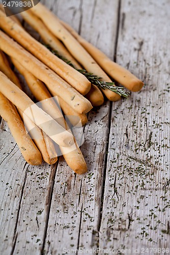 Image of bread sticks grissini with rosemary 