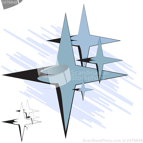 Image of Vector illustration. Group of four-pointed star