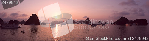 Image of Purple sunset in Halong Bay, panorama