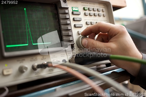 Image of  Spectrum Analyzer panel with hand