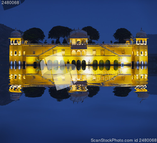 Image of Water Palace at night - Jal Mahal Rajasthan, Jaipur, India