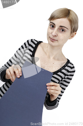 Image of Woman holding a paper