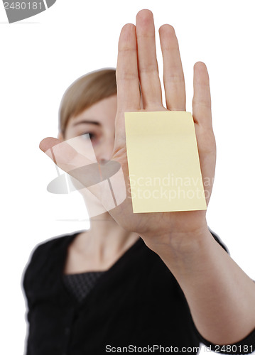 Image of Woman and post it