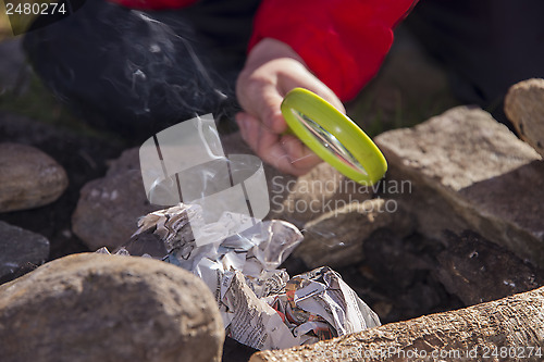 Image of Fire with magnifying glass