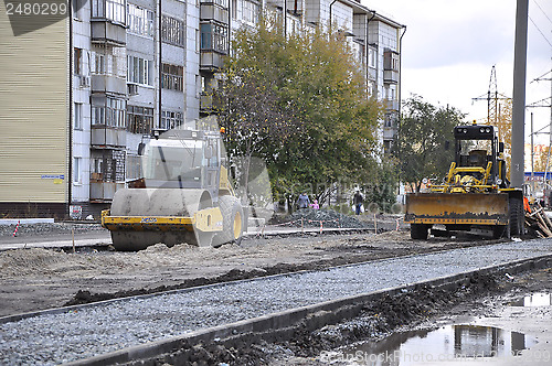 Image of The special equipment on a construction of roads. Skating rink, 