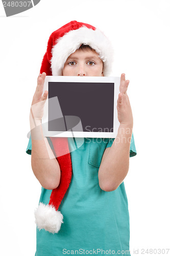 Image of teenager and tablet on white