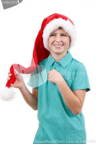 Image of happy smiling santa teenager