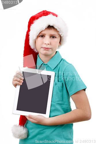 Image of teenager and tablet on white
