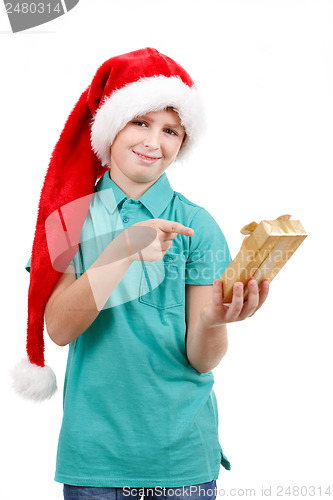 Image of teenager and christmas gift