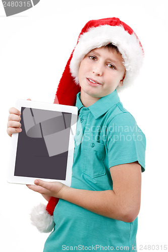 Image of teenager and tablet on white