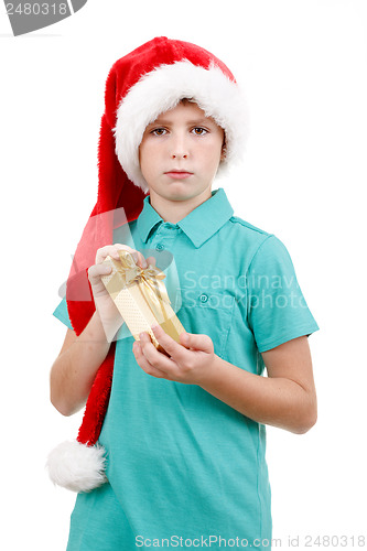 Image of teenager and christmas gift