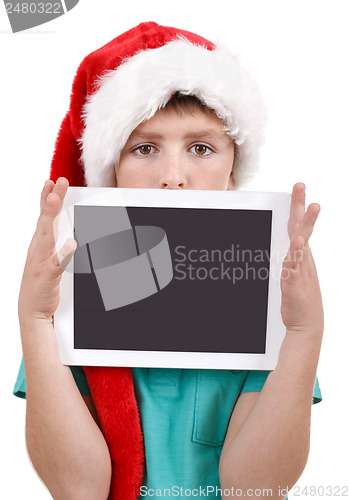 Image of teenager and tablet on white