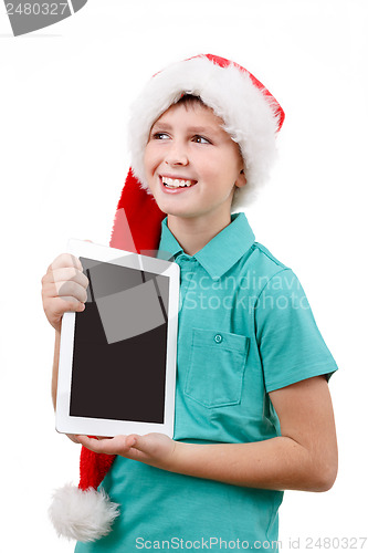 Image of teenager and tablet on white