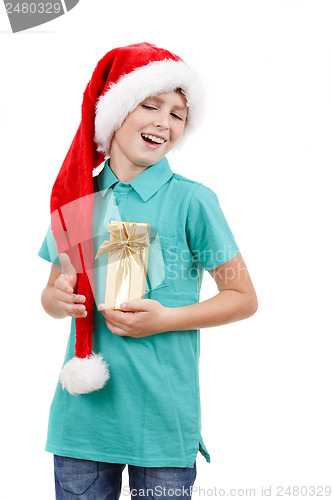 Image of teenager and christmas gift