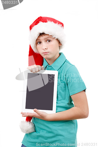 Image of teenager and tablet on white