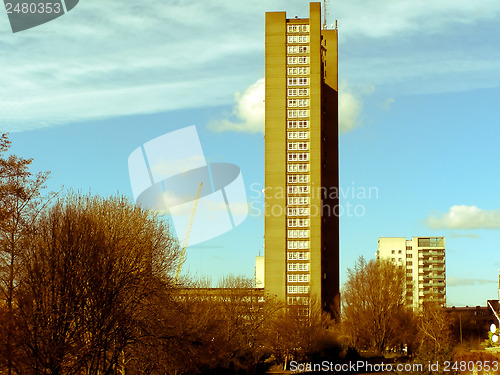 Image of Retro looking Trellick Tower, London