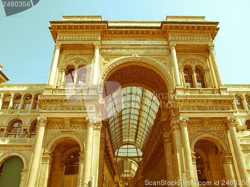 Image of Retro looking Galleria Vittorio Emanuele II, Milan