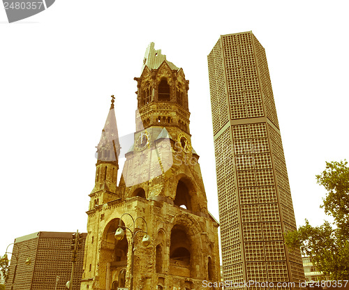 Image of Retro looking Bombed church, Berlin