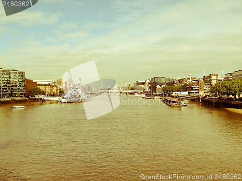 Image of Retro looking River Thames in London