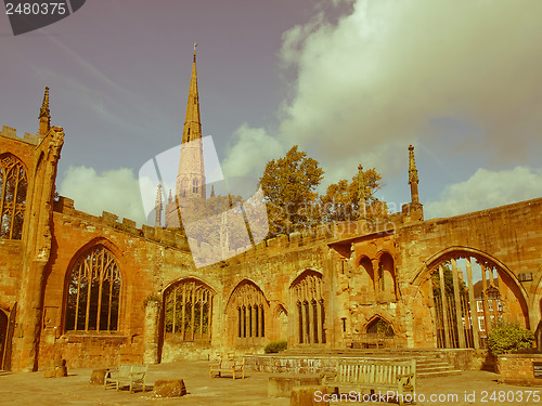 Image of Retro looking Coventry Cathedral ruins