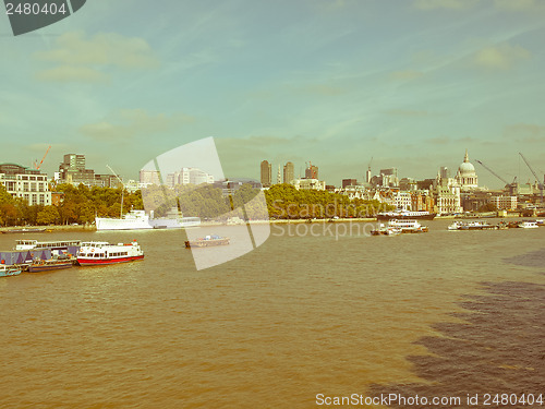 Image of Retro looking River Thames in London