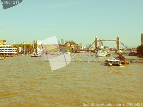 Image of Retro looking River Thames in London